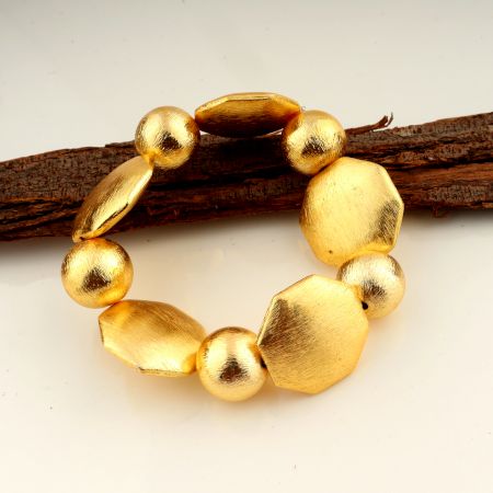 22k Gold plated Chunky Finding Stretchable bracelet, Brass handmade jewelry